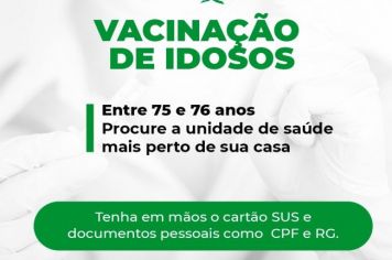 Vacinação de idosos entre 75 e 76 anos começa nesta segunda-feira (15)